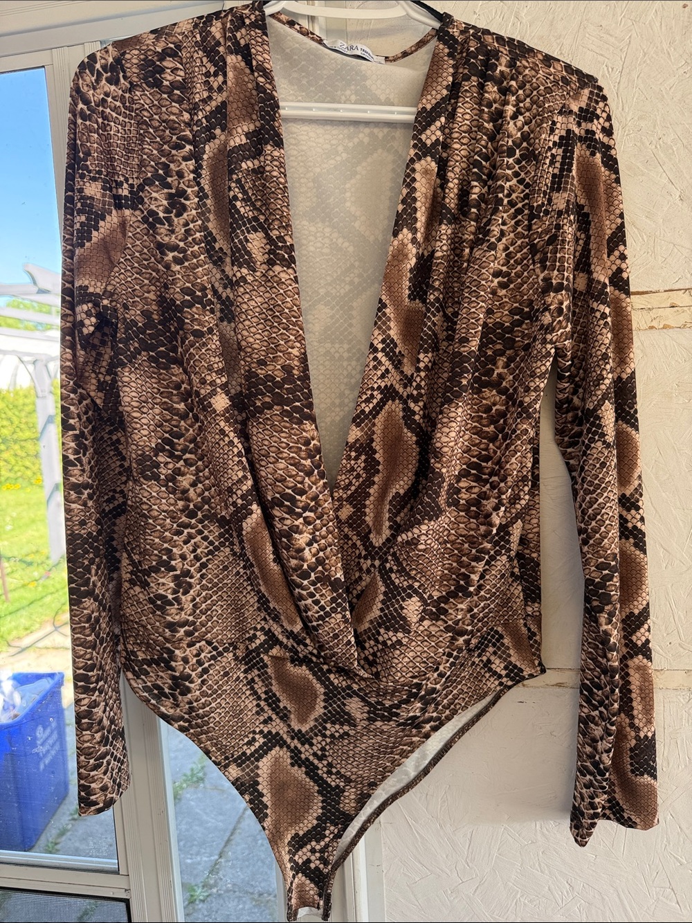 Zara Brown Snake-Print Bodysuit